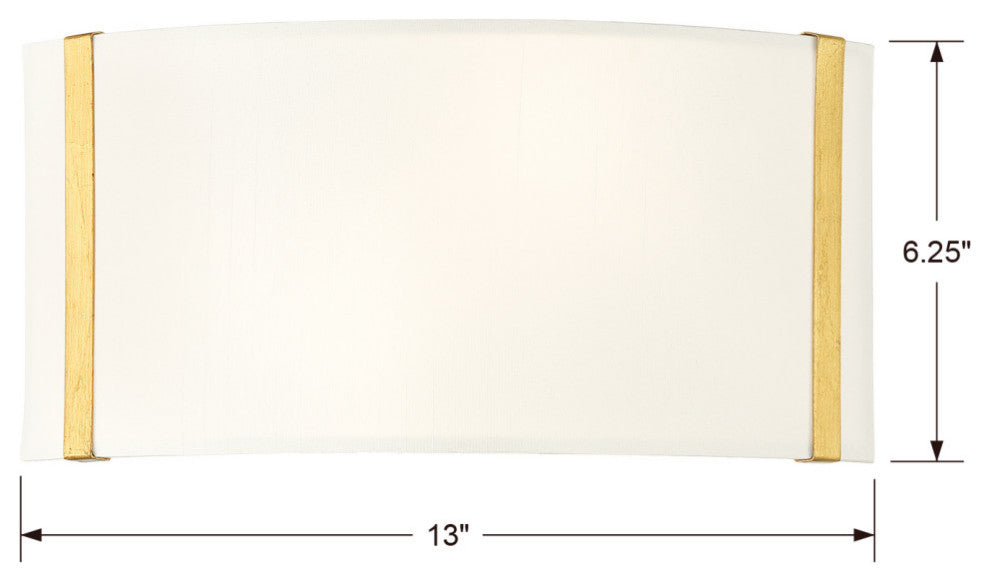 Crystorama FUL-902-GA, 2-Light Wall Mount, Antique Gold