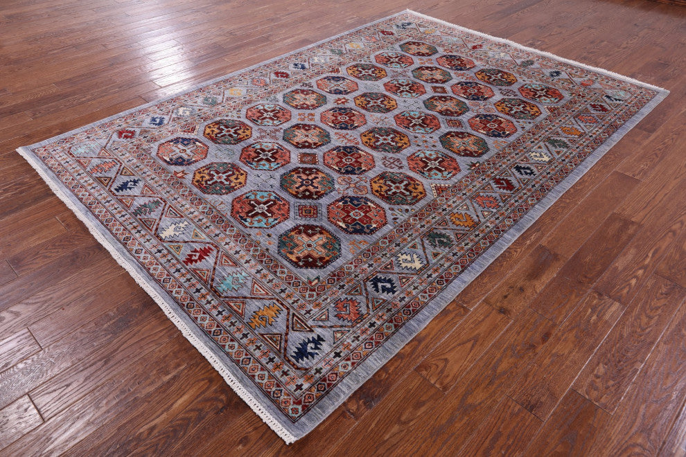 6' 10" X 9' 10" Hand-Knotted Bokhara Wool Rug - Q12748
