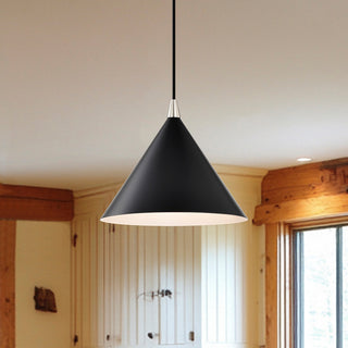 1-Light Matte Black and Brushed Nickel 10 in. Mini Pendant Light