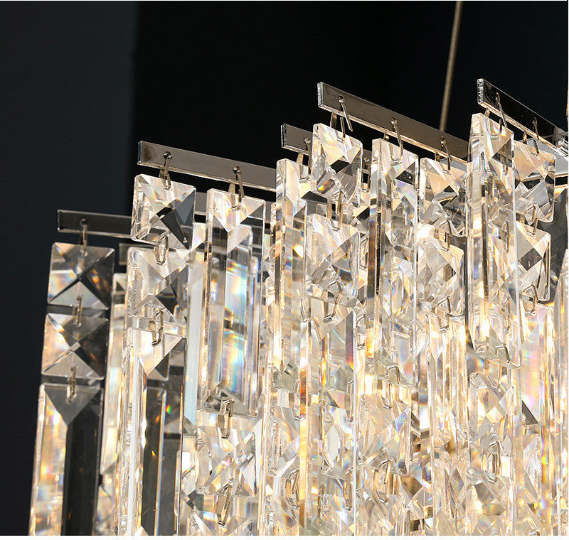 Agrigento | Modern Chrome Crystal LED Chandelier For Dining Room, Cool Light, Dimmable