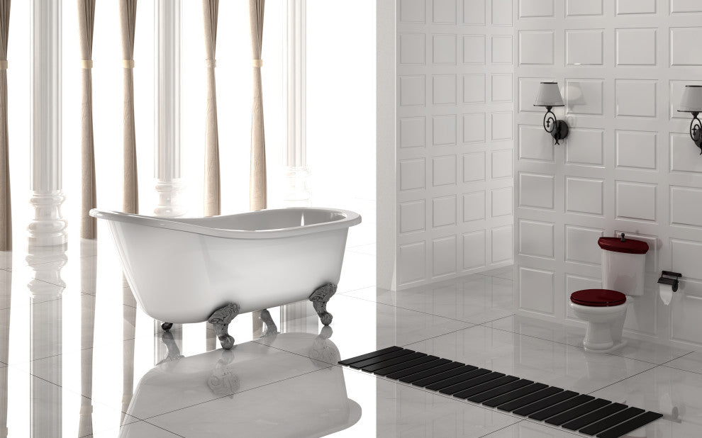 HEATGENE Acrylic Freestanding Bathtub Vintage Bathtub Contemporary, 55 Inches