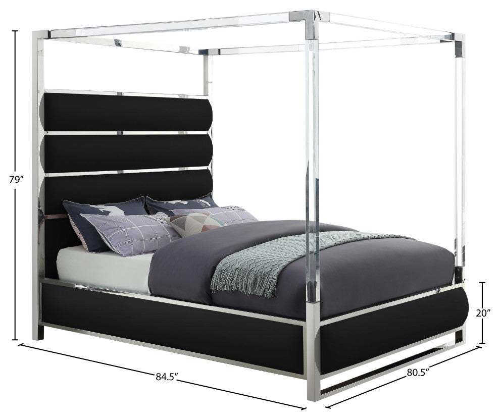 Encore Faux Leather Bed, Black, King