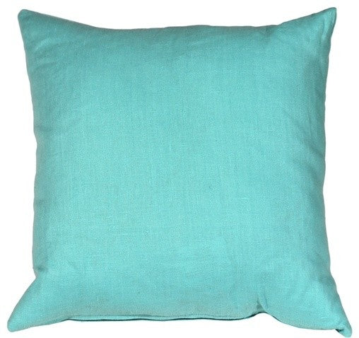 Pillow Decor - Tuscany Linen Turquoise 20 x 20 Throw Pillow