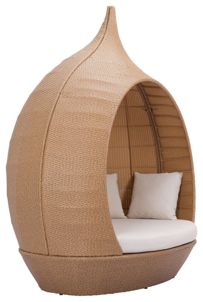 Teardrop Shaped Beige and Natural Daybed