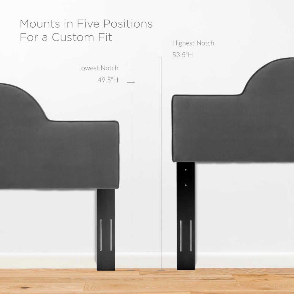 Headboard, King Size, Velvet, Dark Gray, Modern Contemporary, Bedroom
