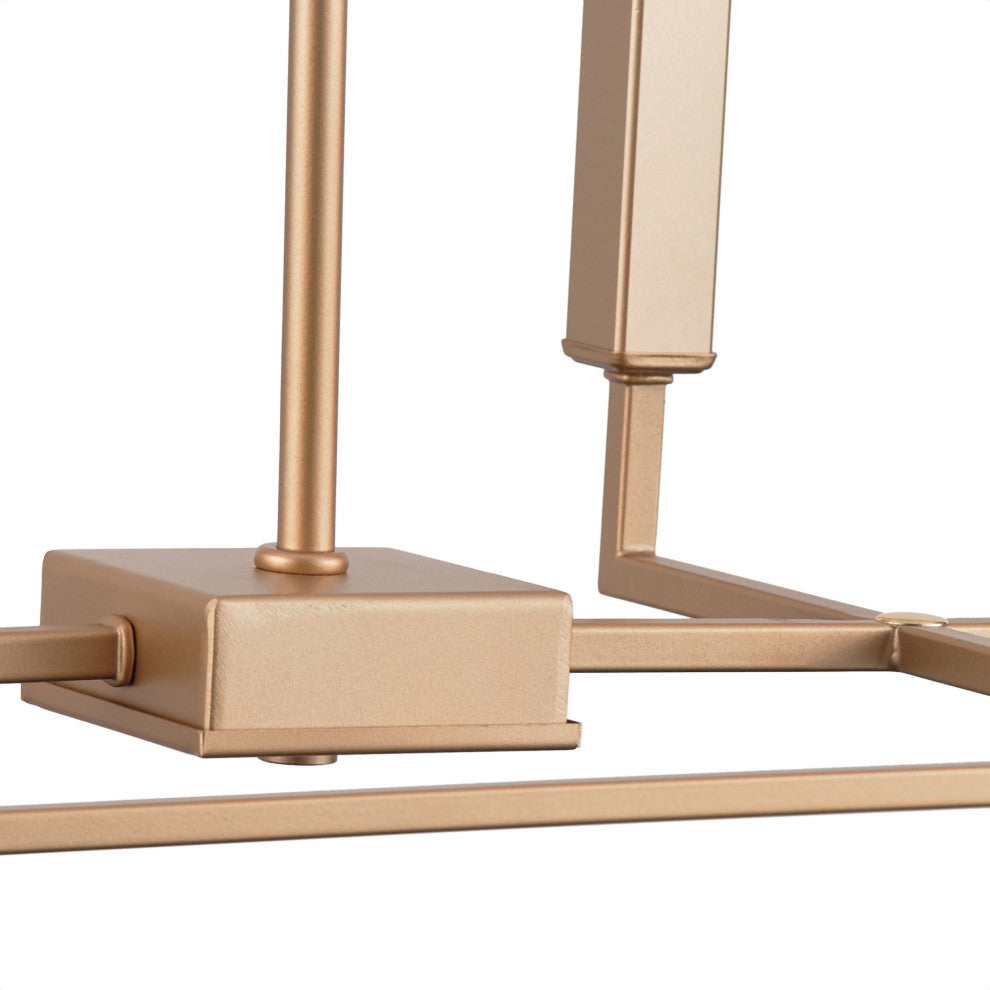 Farmhouse 6-Light Rectangular Kitchen Island Chandelier Over Table, Gold