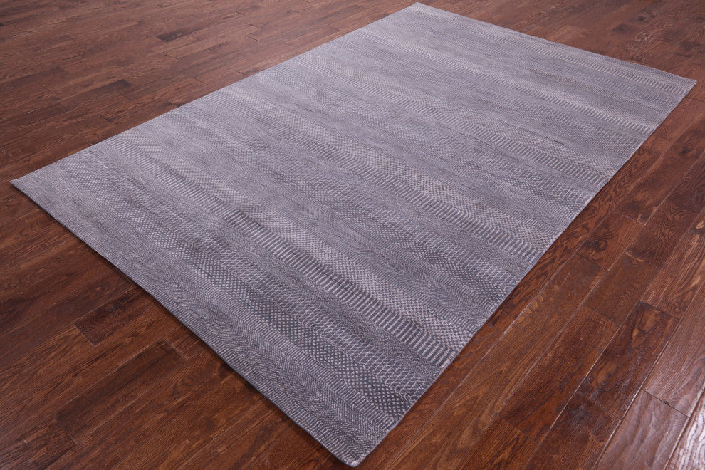 6' 1" X 9' 4" Wool and Silk Savannah Grass Handmade Rug Q11421
