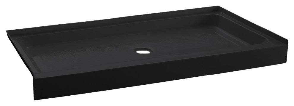 Voltaire 60"x32" Acrylic Black, Single-Threshold, Center Drain, Shower Base