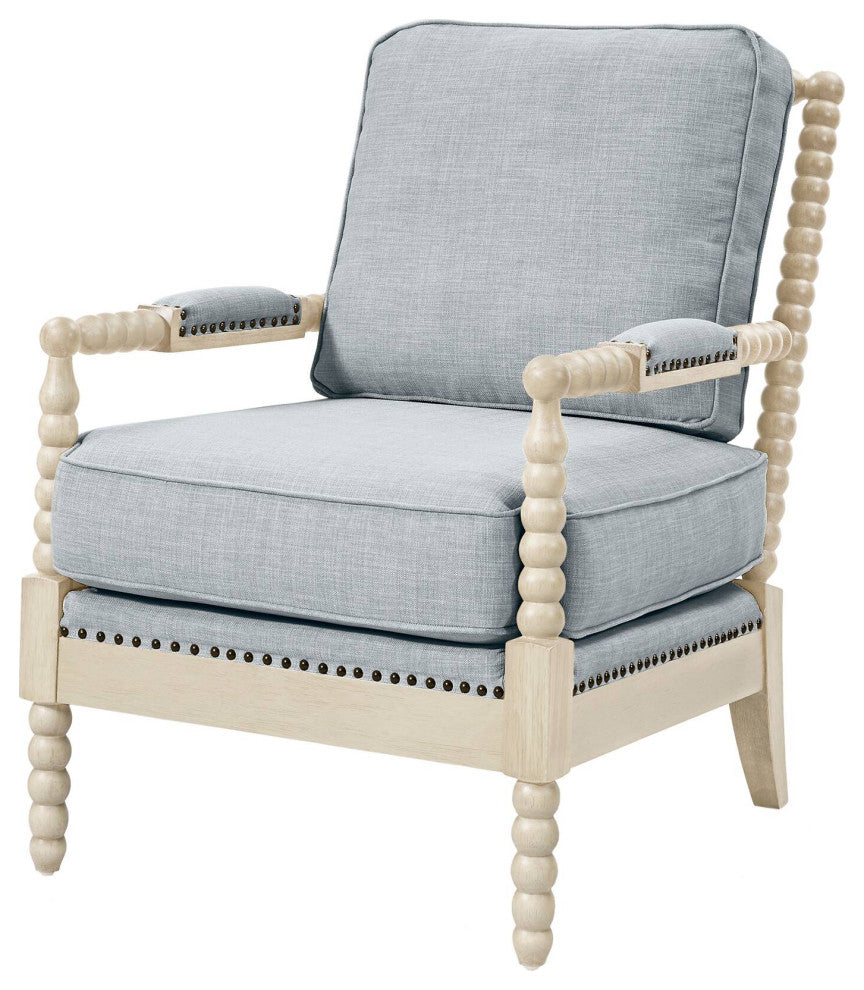 Madison Park Donohue Accent Arm Chair, Light Blue/Antique Cream