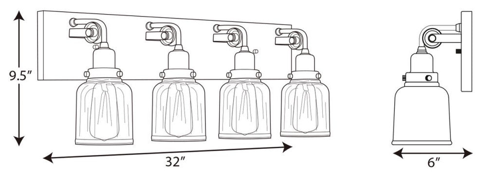 Rushton Collection 4-Light Bath and Vanity, Graphite