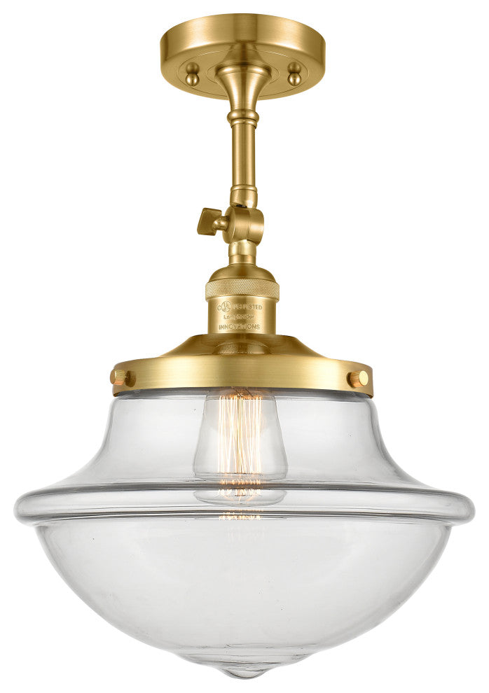 Oxford Semi-Flush Mount, Satin Gold, Clear