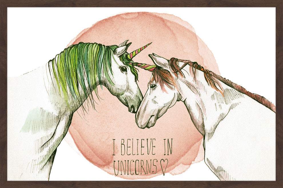 "I Believe in Unicorns II" Framed Painting Print, 18"x12"
