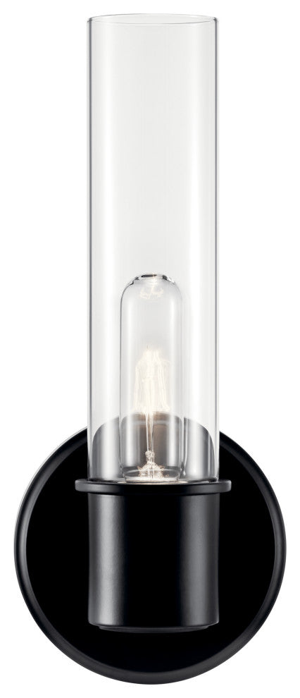 Aviv 13" 1 Light Wall Sconce With Clear Glass, Black