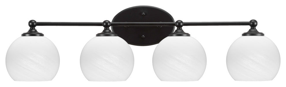 Capri 4-Light Bath Bar, Matte Black/White Marble