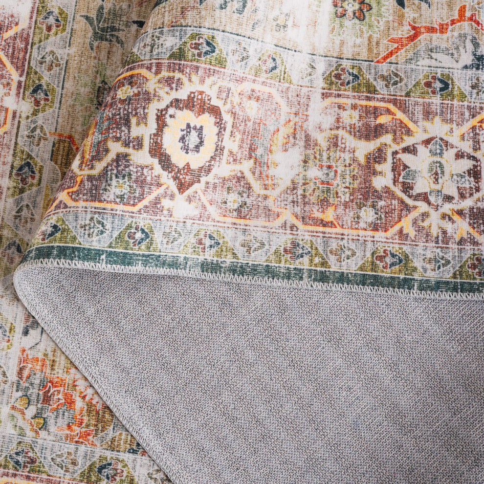 Safavieh Arizona Machine-Washable Collection ARZ126 Rug, Green/Light Brown, 4'x6'