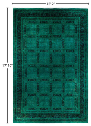 Overdyed, One-of-a-Kind Hand-Knotted Area Rug Green, 12'2"x17'10"