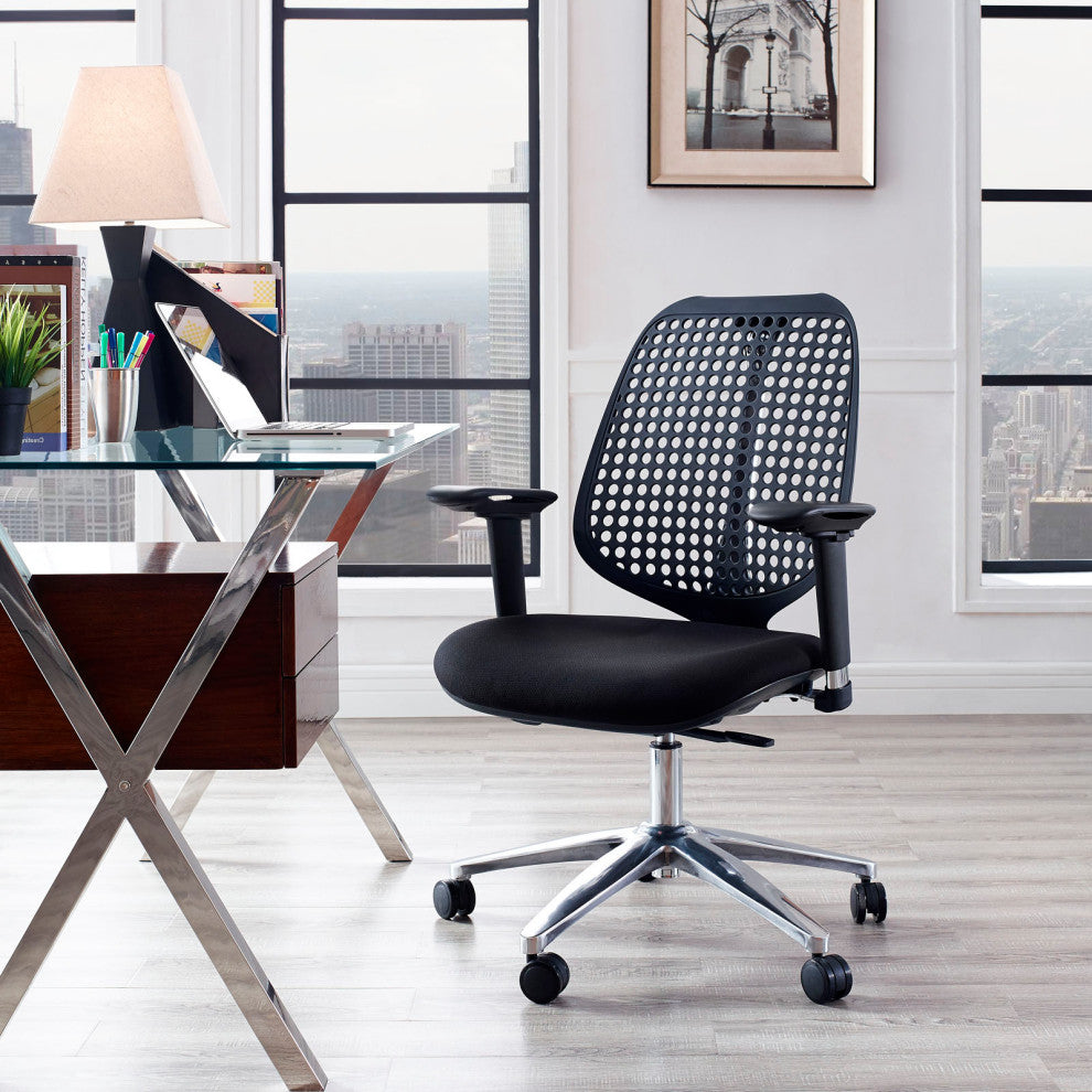Modern Designer Home Business Office Furniture Work Desk Chair, Fabric, Black