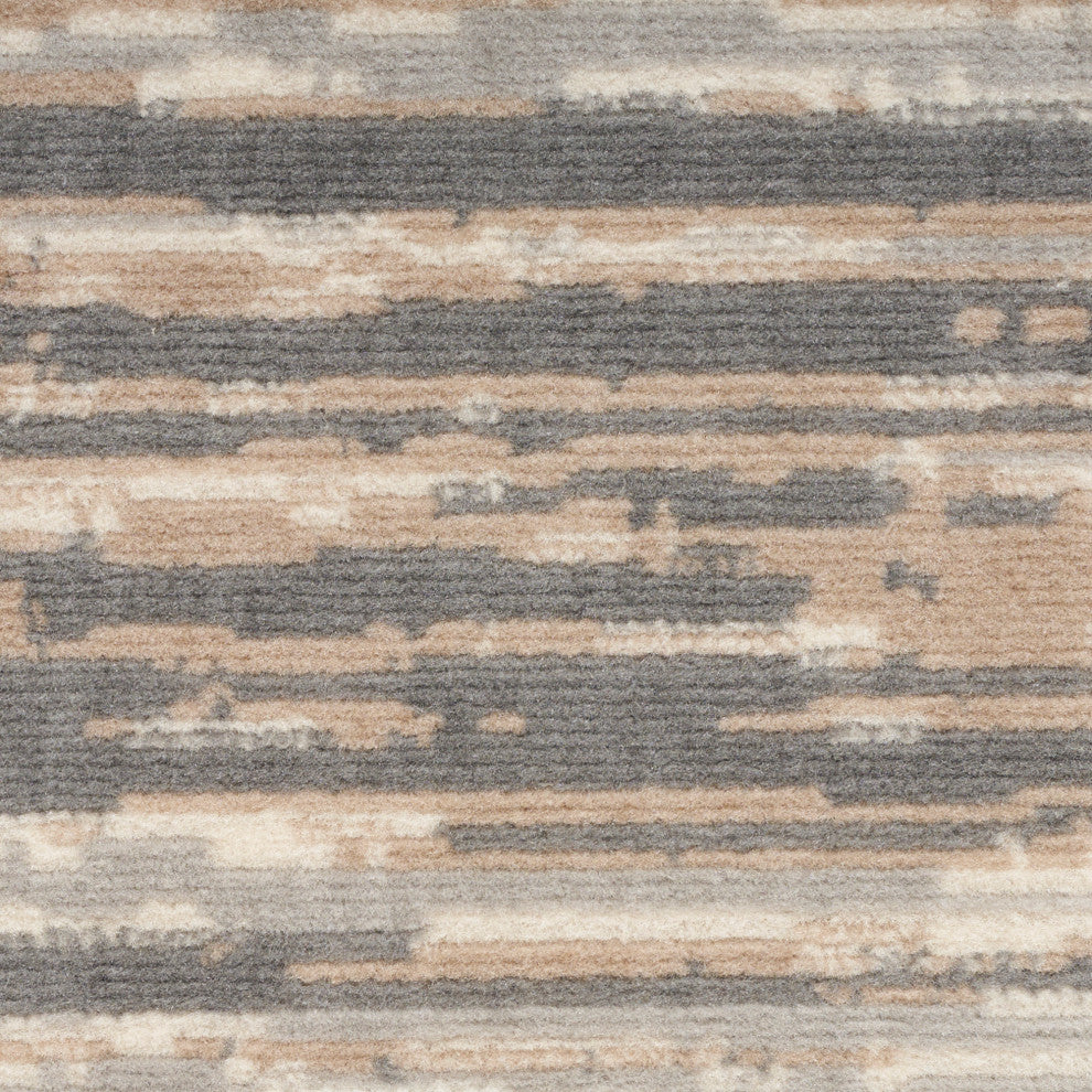 Nourison Jubilant 2'3" x 7'3" Grey Beige Modern Indoor Rug