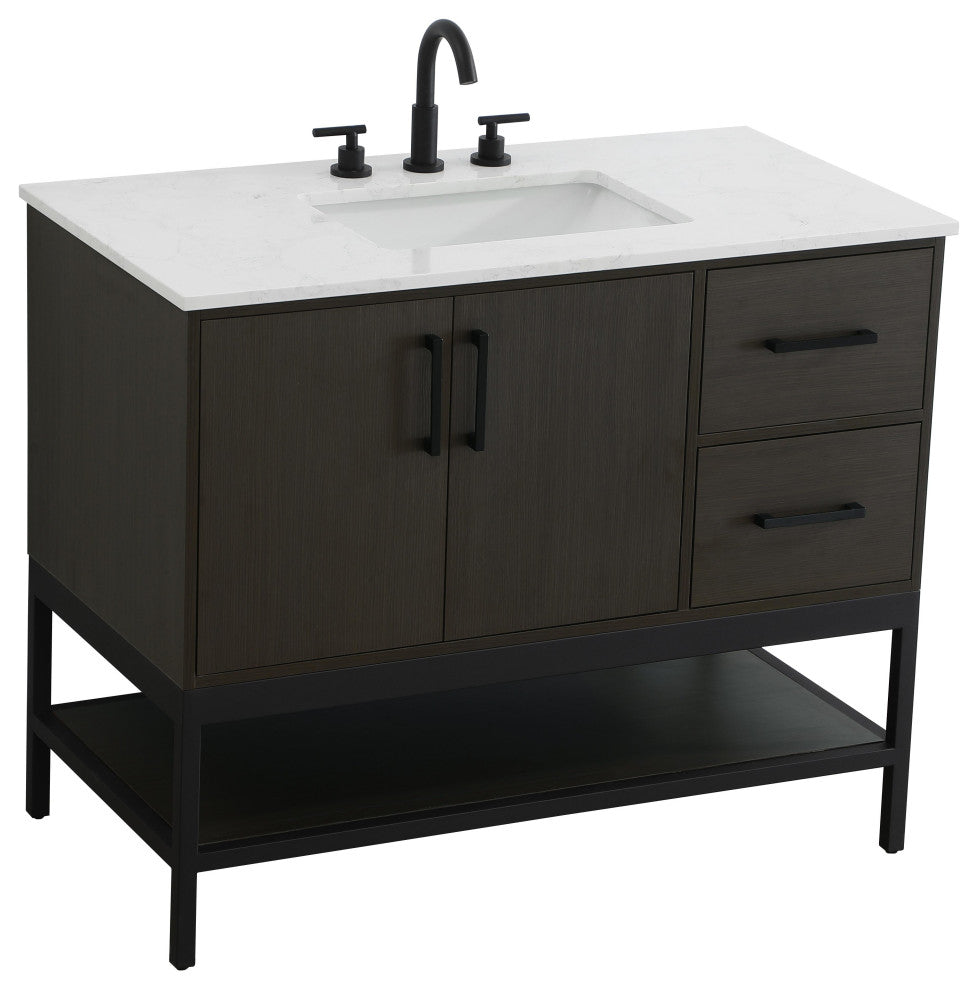 Home Living 42" Single Bathroom Vanity, Mocha Brown