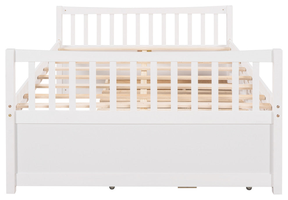 Gewnee Full size Daybed with Twin size Trundle and Drawers in White