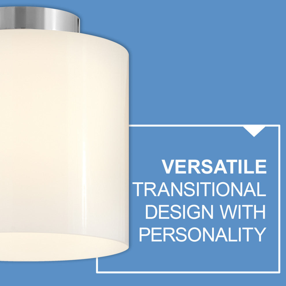 Lark Pippa 8.5" Flush Mount Ceiling Light, Polished Nickel + Cased Opal Shade