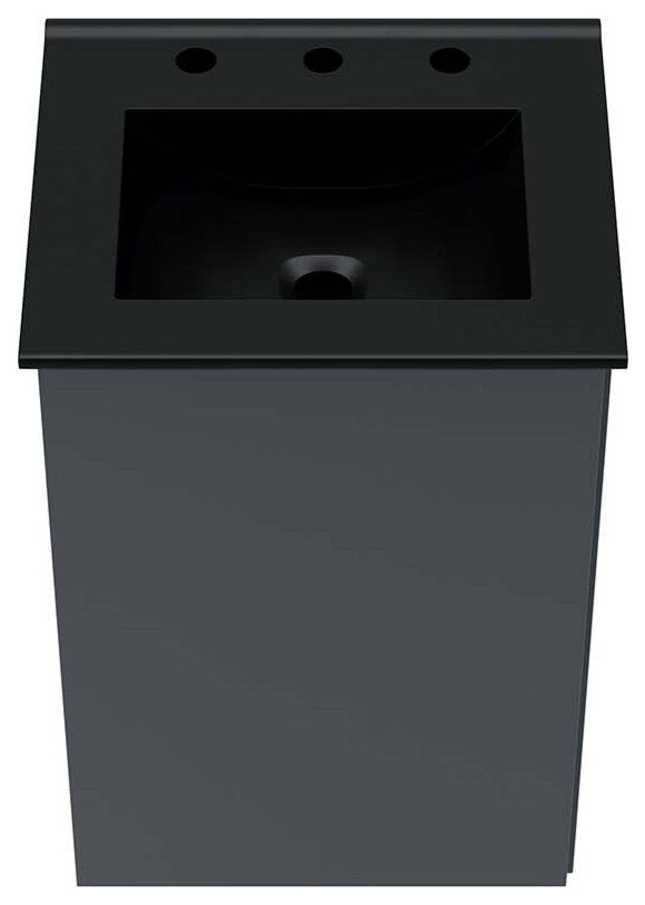 Bryn 18" Wall-Mount Bathroom Vanity, Gray Black