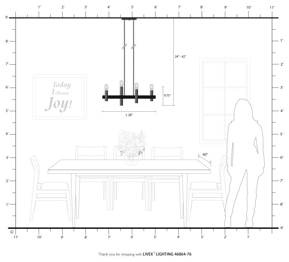Livex Helsinki 4 Light Scandinavian Gray, Brushed Nickel Linear Chandelier