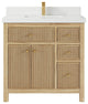 Sonoma 36 Center Sink Bath Vanity in Light Natural Teak with 2" White Quartz