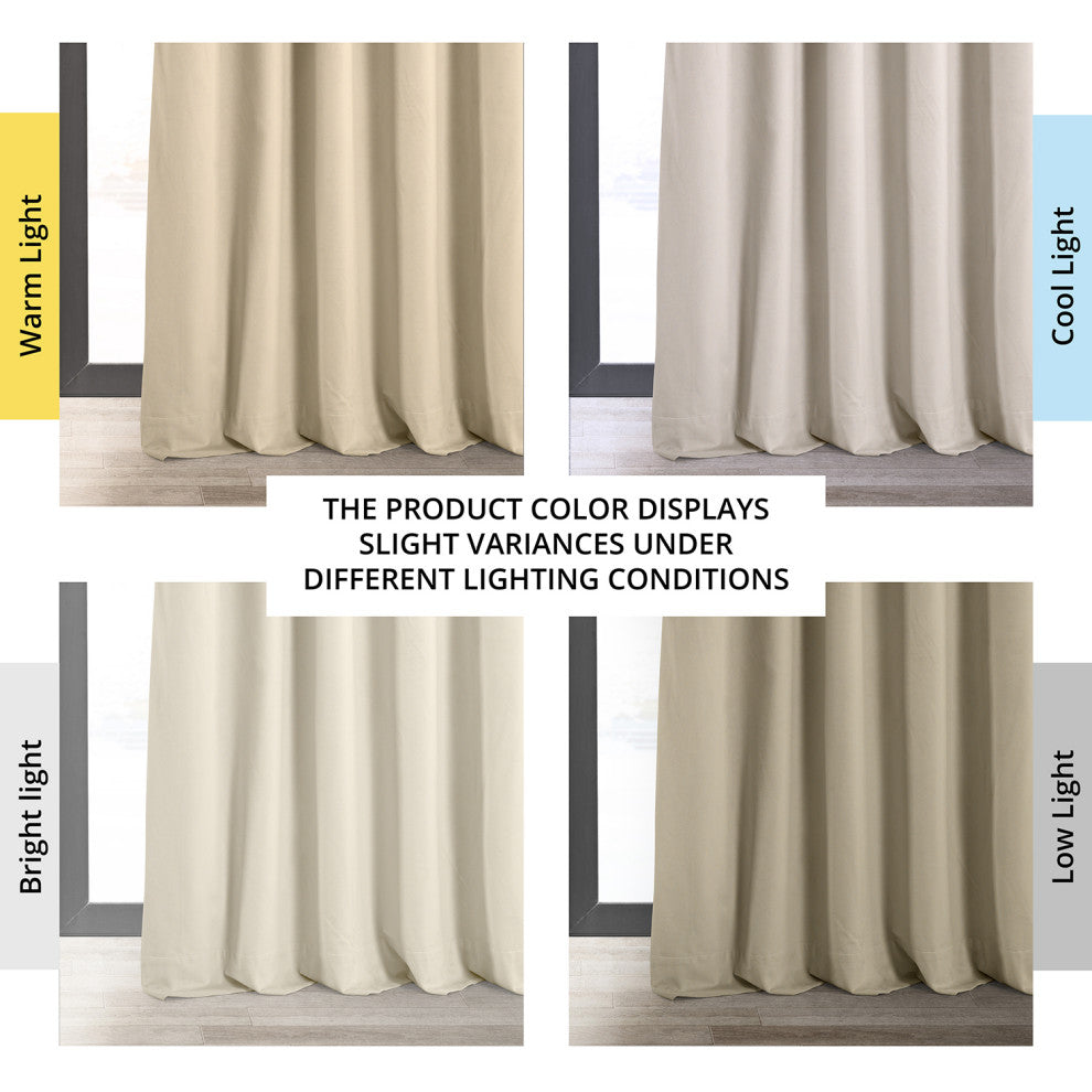 Signature Ecru Blackout Velvet Curtain Single Panel, 50"x96"