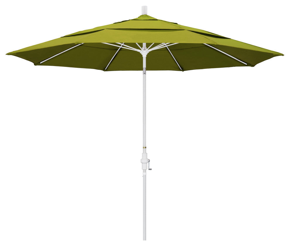11' Matted White Collar Tilt Lift Fiberglass Rib Aluminum Umbrella, Pacifica, Ginkgo