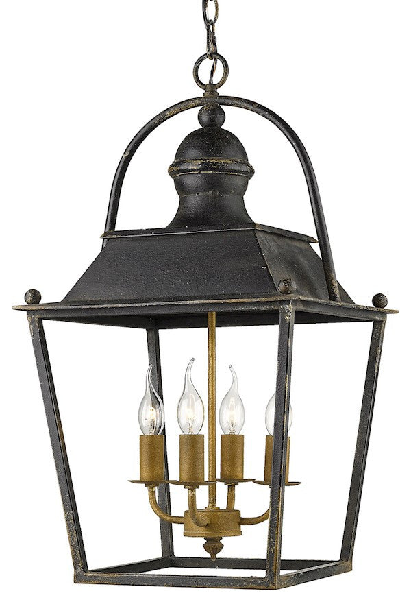 Golden Lighting Christoff 4-Light Pendant, Antique Black Iron, 0888-4PABI