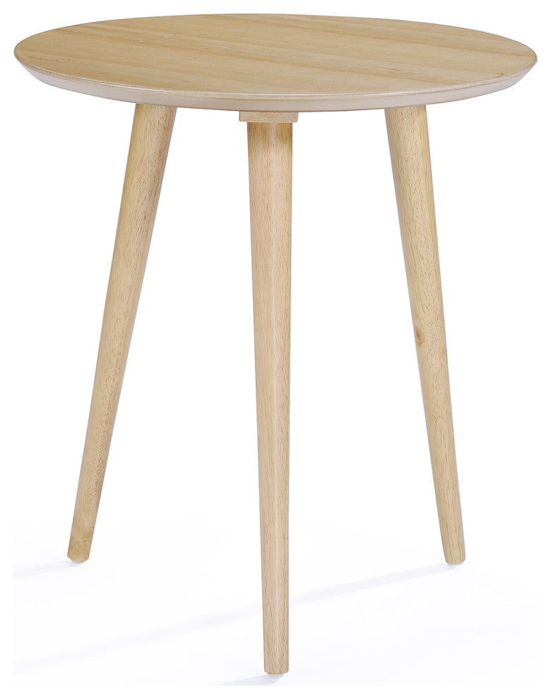 GDF Studio Evangeline Finished Wood End Table With Faux Wood Overlay, Natural Oak