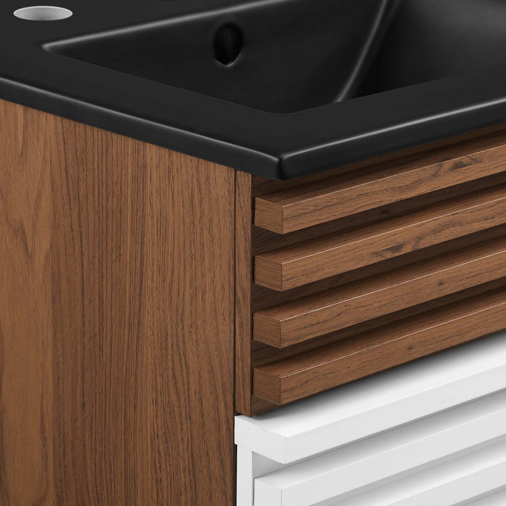 Render 18" Bathroom Vanity, White Walnut Black