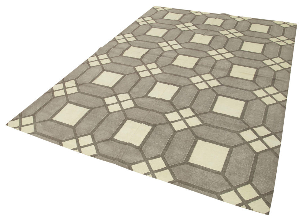 Rug N Carpet - Handmade Wool 6' 0'' x 8' 9'' Flatweave Dhurrie Kilim Rug