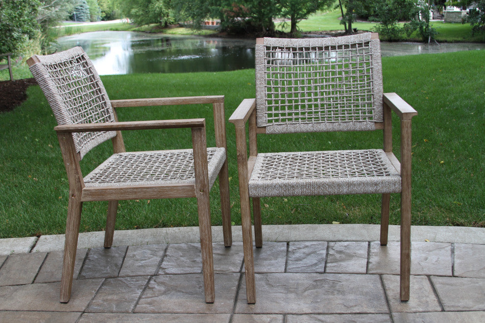 Wheat Rope and Antique Wash Eucalyptus Dining Chair, Set of 2