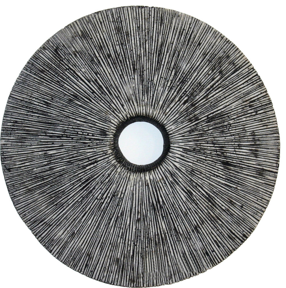 HomeRoots 1" x 20" x 20" Gray, Sandstone, Ribbed Round, Middle Hole Wall Decor