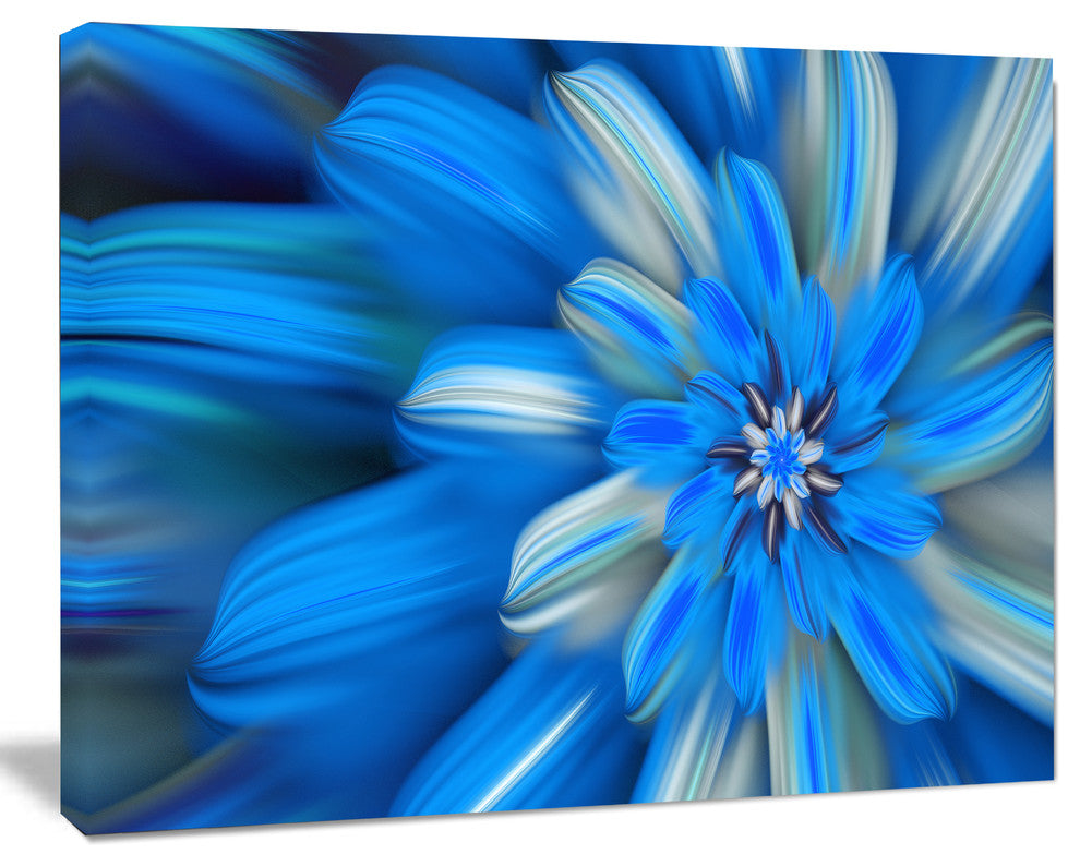Exotic Dance of Blue Flower Petals, Large Floral Canvas Art Print, 60x40
