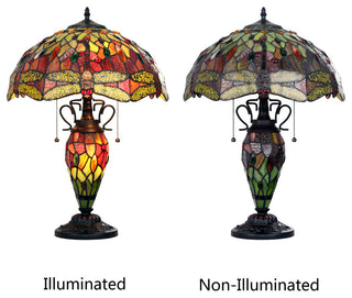 Empress Tiffany-Style Dark Bronze 3 Light Double Lit Table Lamp 16" Shade
