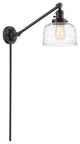 Bell Swing Arm With Switch, Oil Rubbed Bronze, Clear Deco Swirl