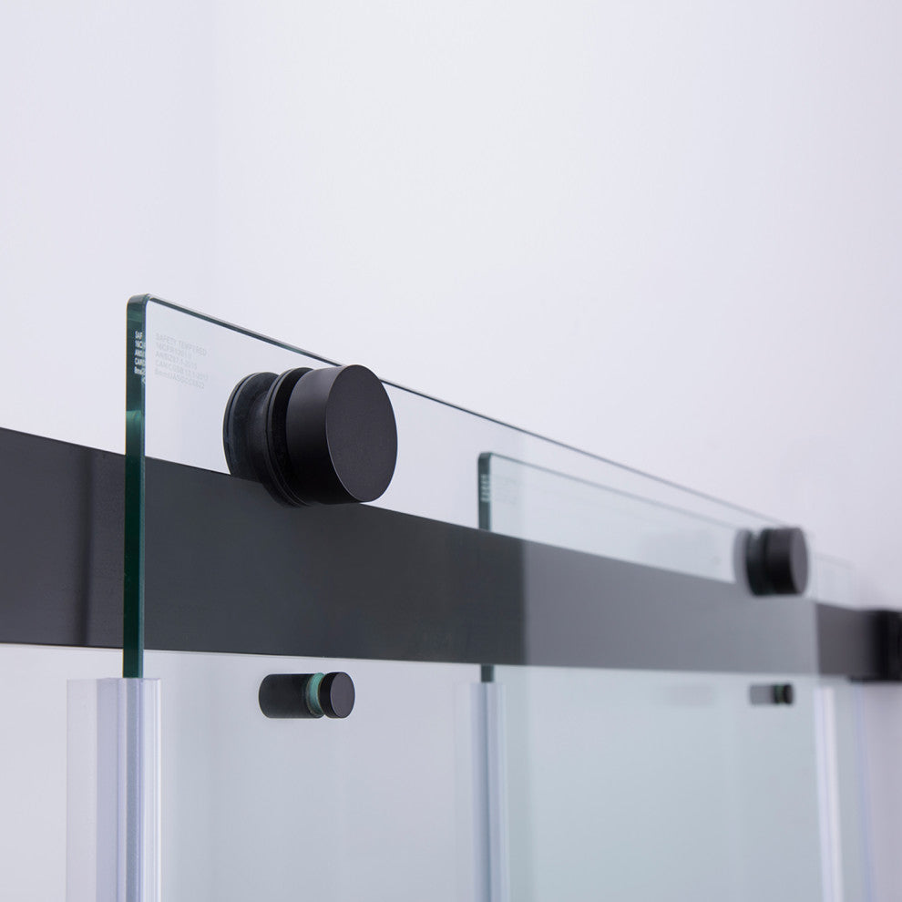 Spezia 60" W x 58" H Double Sliding Frameless Tub Door, Matte Black, 60" W X 58" H