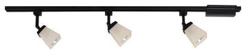 3-Light Matte Black Linen Glass Linear Track Lighting Kit