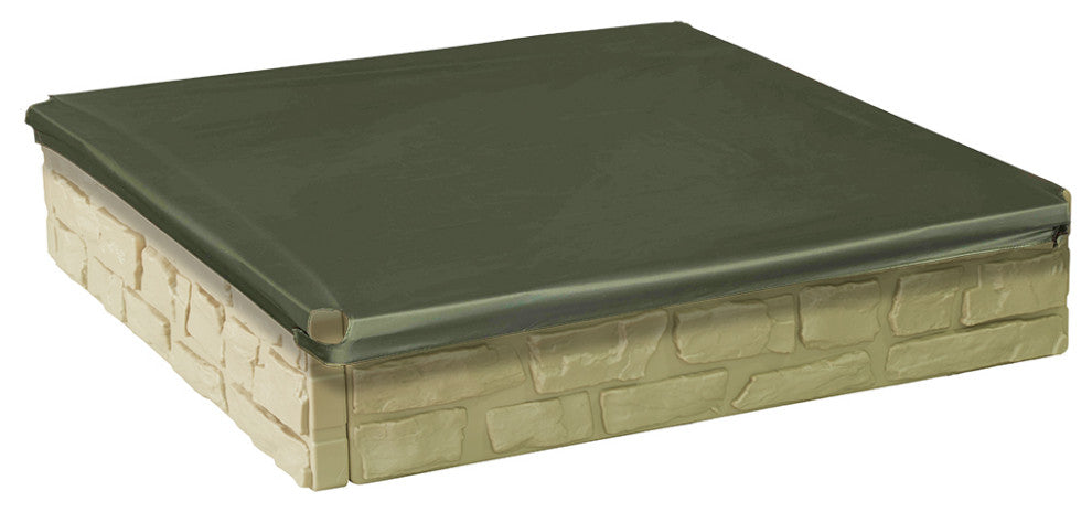 Modern Home 4ft x 4ft All Weather Stone Outdoor Sandbox Kit w/Cover - Sand Play