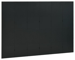 vidaXL Room Divider 6 Panel Freestanding Folding Privacy Screen Black Steel