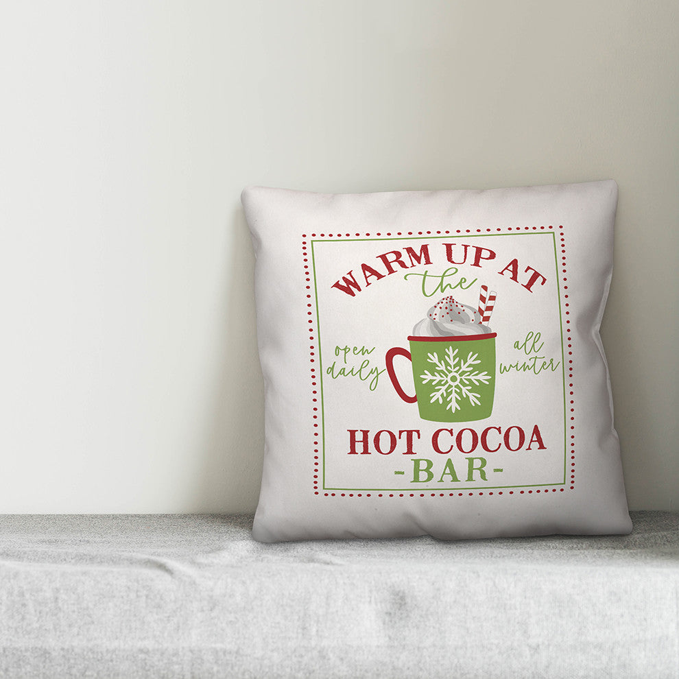 Warm Up At Hot Cocoa Bar 18"x18" Throw Pillow