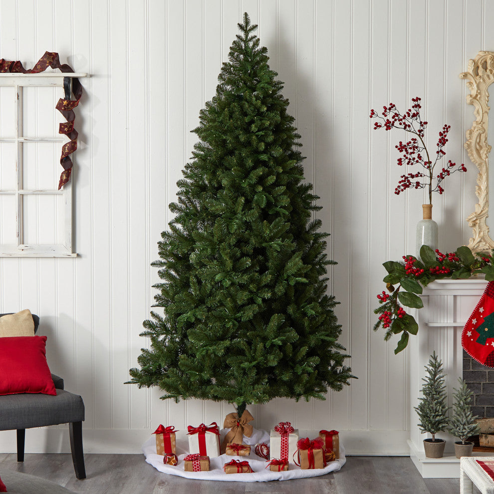 8' Grand Teton Spruce Flat Back Artificial Christmas Tree With 280 LED Lights