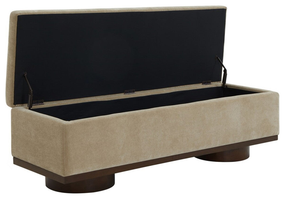 Safavieh Couture Vianna Boucle Bench, Light Brown/Walnut