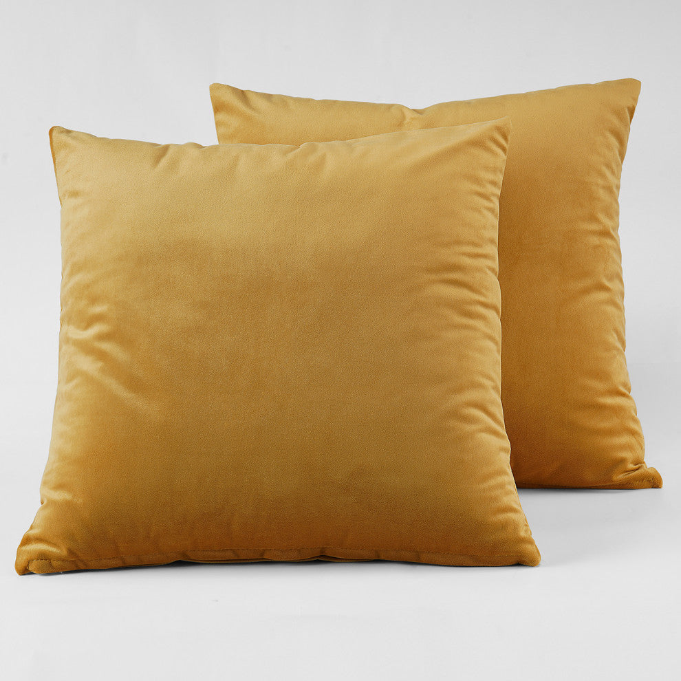 Heritage Plush Velvet Cushion Cover Pair, Aztec Gold, 18w X 18l