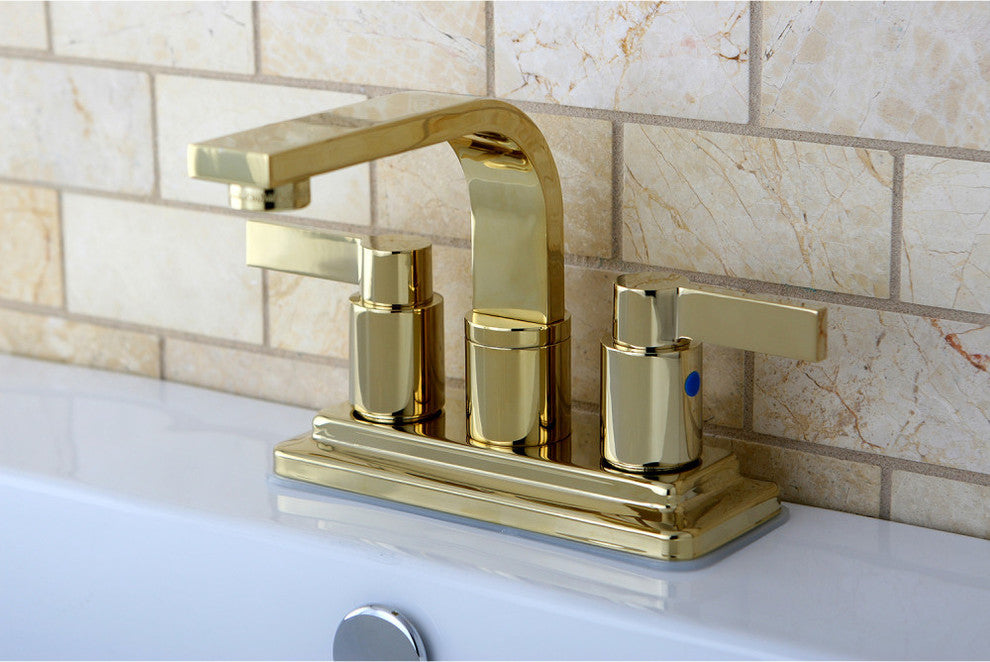 Kingston Brass 4" Centerset Bathroom Faucet With Push Pop-Up, Polished Brass