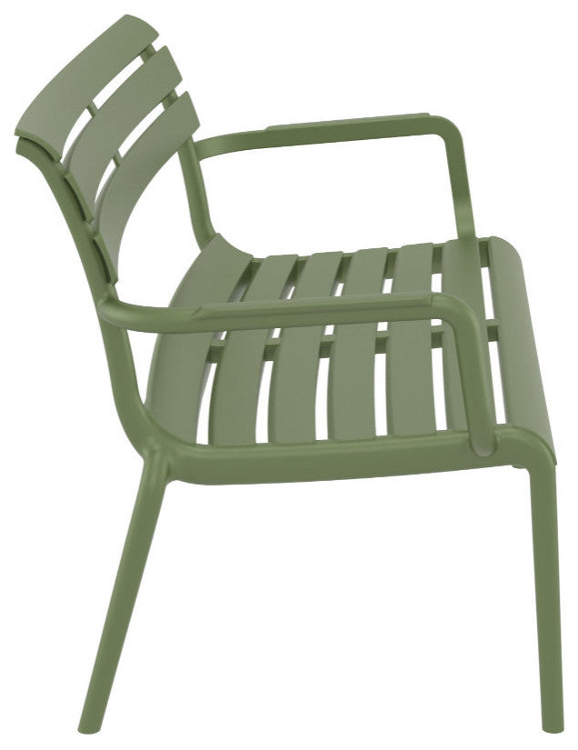 Paris Outdoor Bench Olive Green