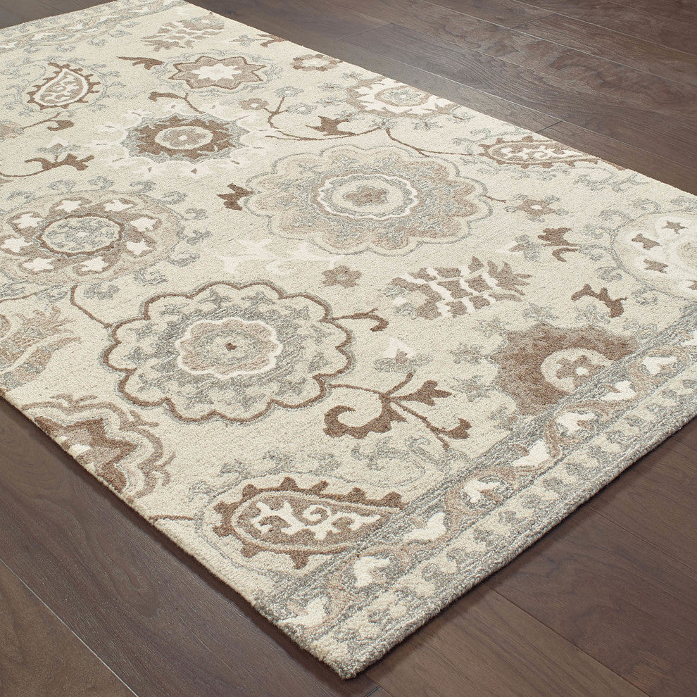Oriental Weavers Sphinx Craft 93005 Rug, Ivory/Gray, 3'6"x5'6"